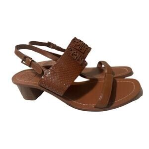 Tory Burch Heeled Open Toe Sandals Women's Size 9.5 M Leather Sole Leather Upper